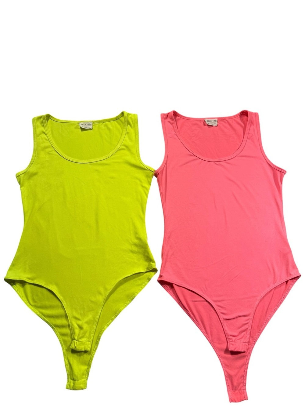 Peach Love California Medium Neon Green & Hot Pink One-Piece Bodysuits 2 Pack